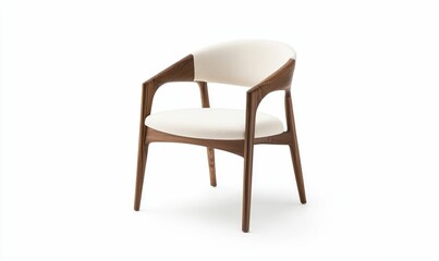 Fototapeta premium Modern wooden chair with white upholstery.