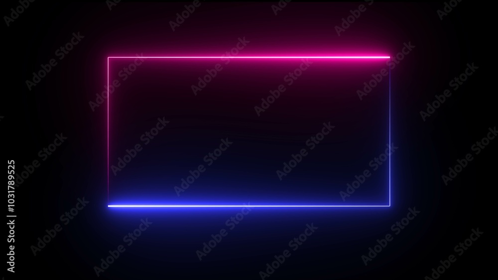Wall mural neon rectangle frame illustration. rectangle photo frame with two tone neon illustration graphic. bl