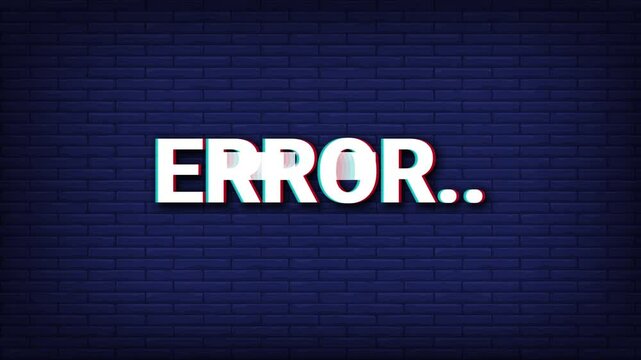 System Error text glitch motion video. loading error 404