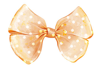 Vintage watercolor yellow ribbon polka dot girly bow. Cute vector illustration © Irina