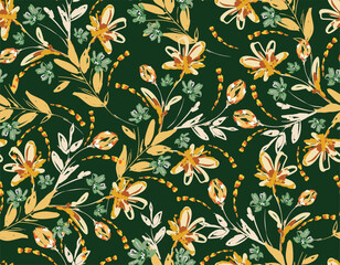 Wild flower Hand drawn seamless pattern Vector Illustration Floral paint Not AI