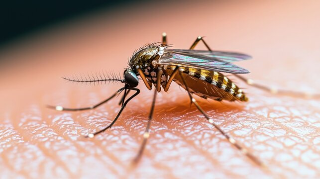 Closeup Macro Shot of Mosquito on Skin   Disease    Insect Bite    High Quality Photo