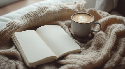 Enjoying a Cozy Moment with Coffee and an Open Notebook