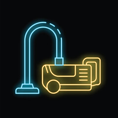 Neon vacuum cleaner shining on a black background, perfect for representing cleaning services