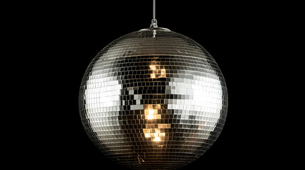 Shiny Disco Ball on Black Background.