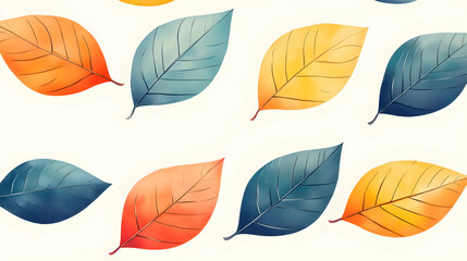 Obraz premium Watercolor Autumn Leaves Seamless Pattern.