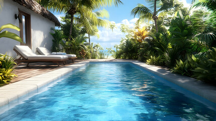 Fototapeta premium Tranquil Tropical Poolside.