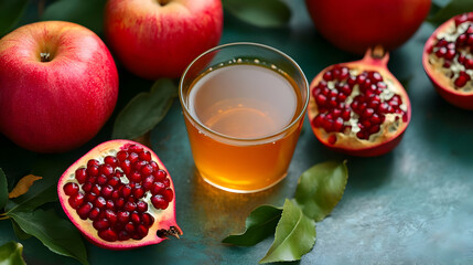 Pomegranate and Apple Juice with Fresh Fruit.