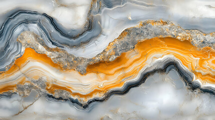Fototapeta premium Abstract Marble Texture with Yellow and Grey Swirls.