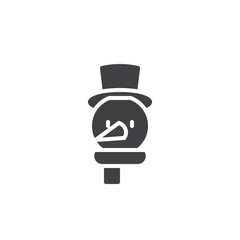Snowman with a hat, scarf, and carrot nose vector icon