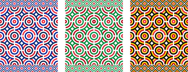 french, italian and belgian pattern. mandala background set. geometric texture for decoration. vector illustration