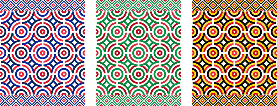 french, italian and belgian pattern. mandala background set. geometric texture for decoration. vector illustration