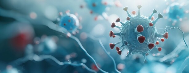 Colorful microscopic view of viruses