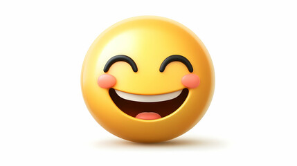 Fototapeta premium Happy Emoji With Blushing Cheeks