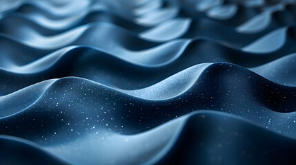 Obraz premium Abstract Blue 3D Wavy Background with Glowing Particles