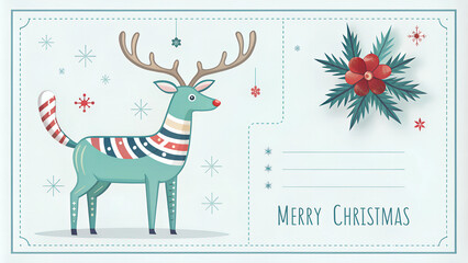 Fototapeta premium Christmas card with deer - minimalist style
