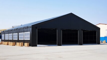 Naklejka premium Black Modular Industrial Warehouse Tent 