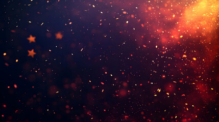 Abstract Red and Orange Sparkles on a Dark Background.