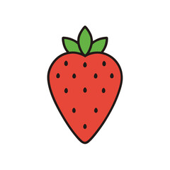 Organic strawberry fruit vector icon ideal for healthy food projects, packaging designs, and product branding. Perfect for eco-friendly labels, organic food promotions, and modern graphic designs.