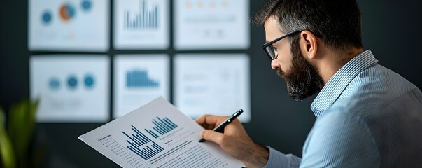 Naklejka premium Presenter summarizing report with bullet points, engaging audience with clear visuals, highlighting key findings and insights effectively