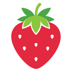 Organic strawberry fruit vector icon ideal for healthy food projects, packaging designs, and product branding. Perfect for eco-friendly labels, organic food promotions, and modern graphic designs.