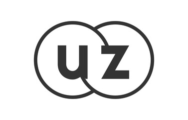 UZ business company emblem with outline rounds and letters u z. Logo template of two merged circles for brand identity, logotype. Vector Infinity symbol
