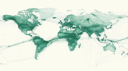 A World Map Depicting Interconnectedness through a Web of Lines