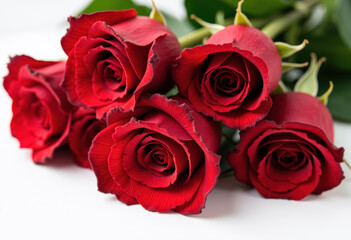Obraz premium Red roses on a white background