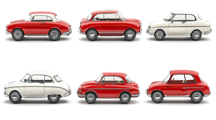 Collection of Classic Family Cars in Vibrant Red and White Colors Generative AI