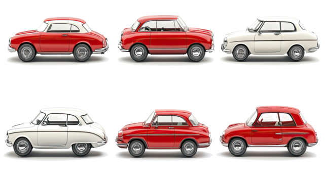 Collection of Classic Family Cars in Vibrant Red and White Colors Generative AI