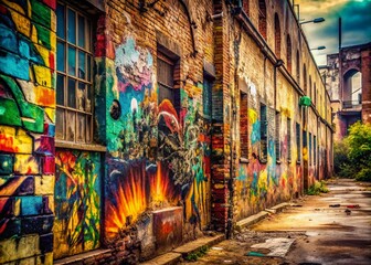 Fototapeta premium Vintage Urban Graffiti Wall - Artistic Expression in a Weathered Mural