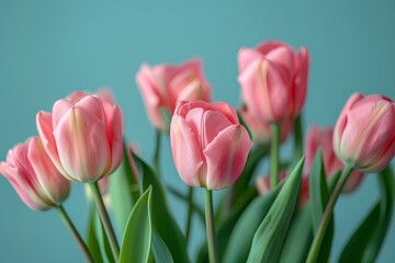 Fototapeta premium A bunch of pink tulips in a vase