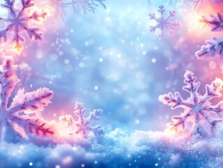 雪の結晶と冬景色の背景