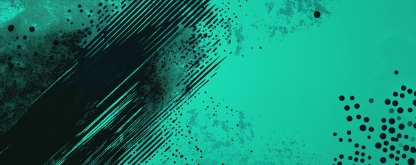 A dynamic abstract black and green background with brush strokes. AI generation.
