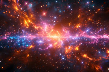 Fototapeta premium Cosmic Explosion with Vibrant Nebulae and Stars in Deep Space