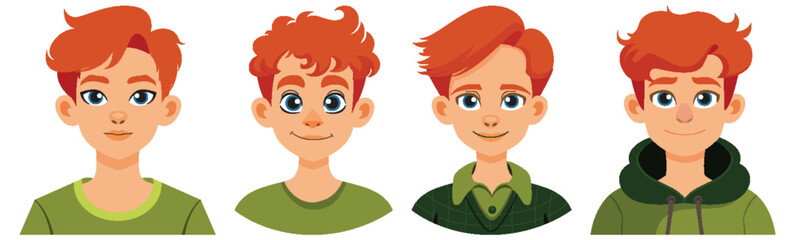 Red-Haired Boys in Green Shirts