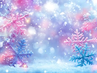 雪の結晶と冬景色の背景