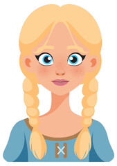 Blonde Girl with Braids Illustration
