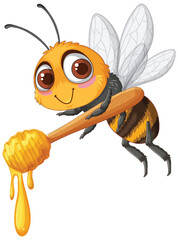 Cute Bee with Honey Dripping