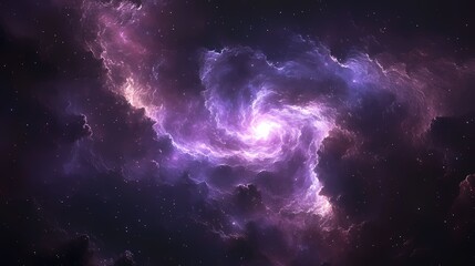 Vibrant cosmic swirl of purples and blues in a stunning galactic cloud formation.