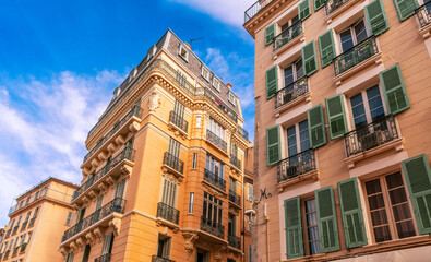 Street and facades of the old town of Toulon, in the Var, Provence-Alpes-Côte d'Azur, France.