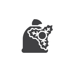 Christmas gift sack vector icon