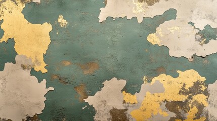 Abstract textured background with green, gold, and gray tones for creative projects.