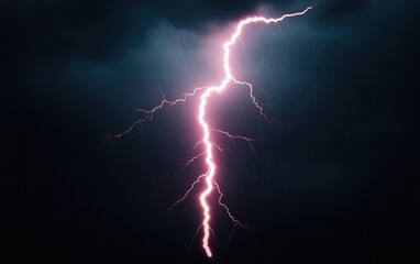 Dramatic lightning strike illuminating a dark stormy sky.