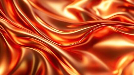 Naklejka premium Glowing orange silk fabric texture with smooth folds and patterns.