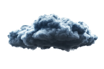 A large, dark, fluffy cloud isolated on a white background.