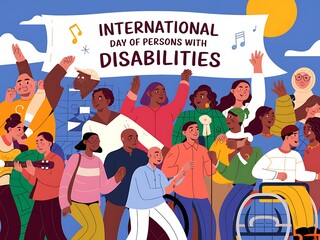 Obraz premium Diverse Group of People Celebrating International Day of Persons with Disabilities