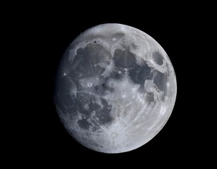 Obraz premium Full moon illuminating the night sky, representing lunar phases, astronomy, and nighttime beauty.