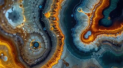 close up of liquid with orange and blue
