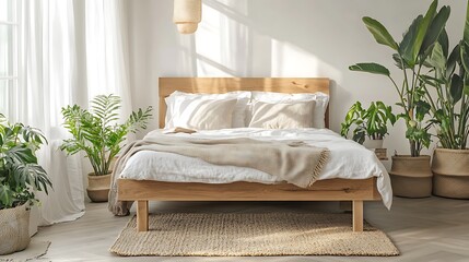 Elegant and Cozy Modern Bedroom Interior Design with Stylish Decor, mockup, poster and Background